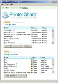 Screenshot of PrinterShare® console